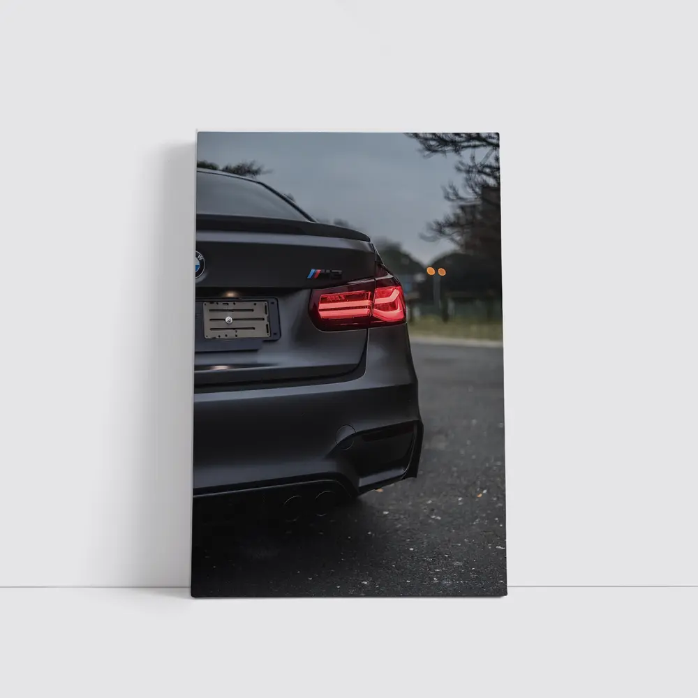 BMW M3 Matte Black Rear View Street – Wall Art