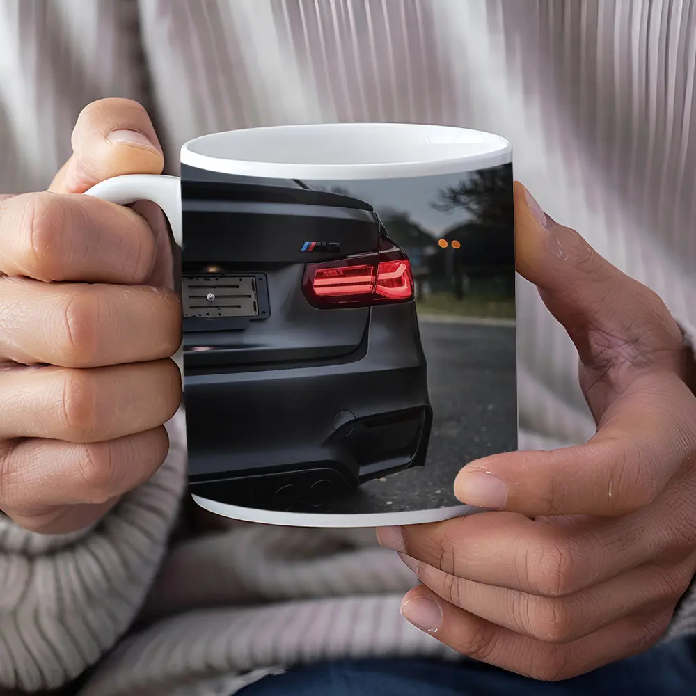 BMW M3 Matte Black Rear View Street – Mugs