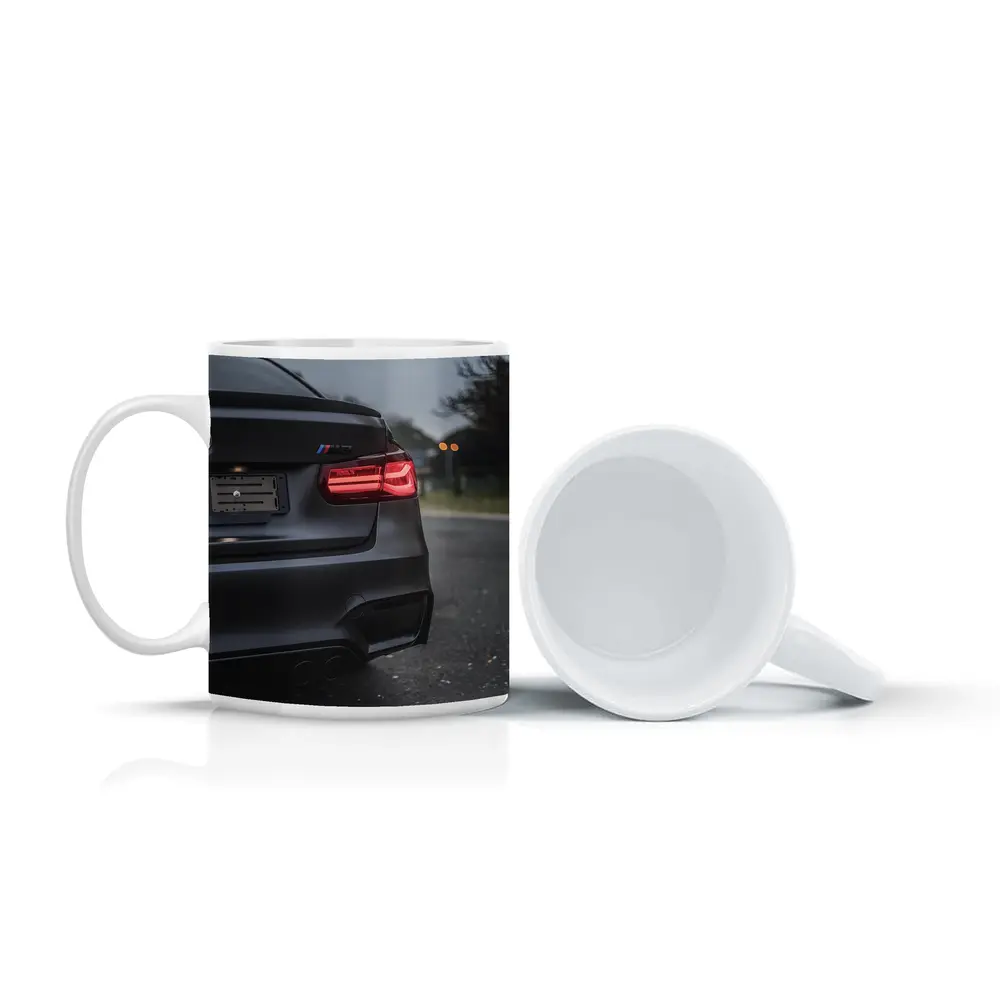 BMW M3 Matte Black Rear View Street – Mugs