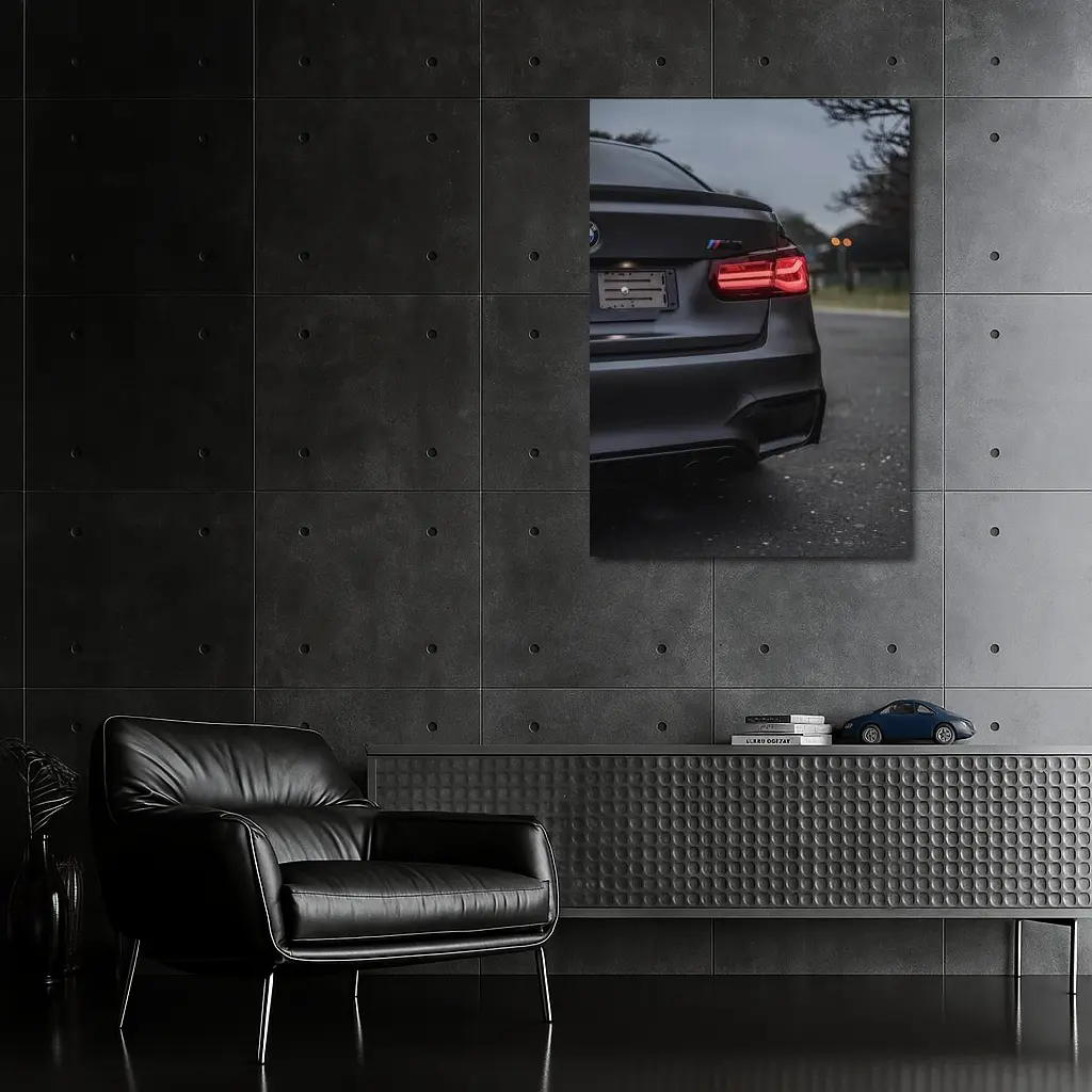 BMW M3 Matte Black Rear View Street – Wall Art