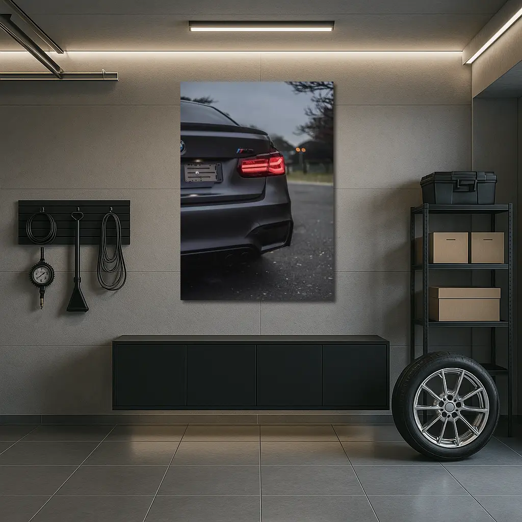 BMW M3 Matte Black Rear View Street – Wall Art