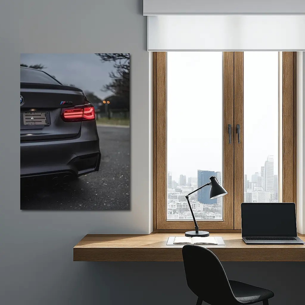 BMW M3 Matte Black Rear View Street – Wall Art
