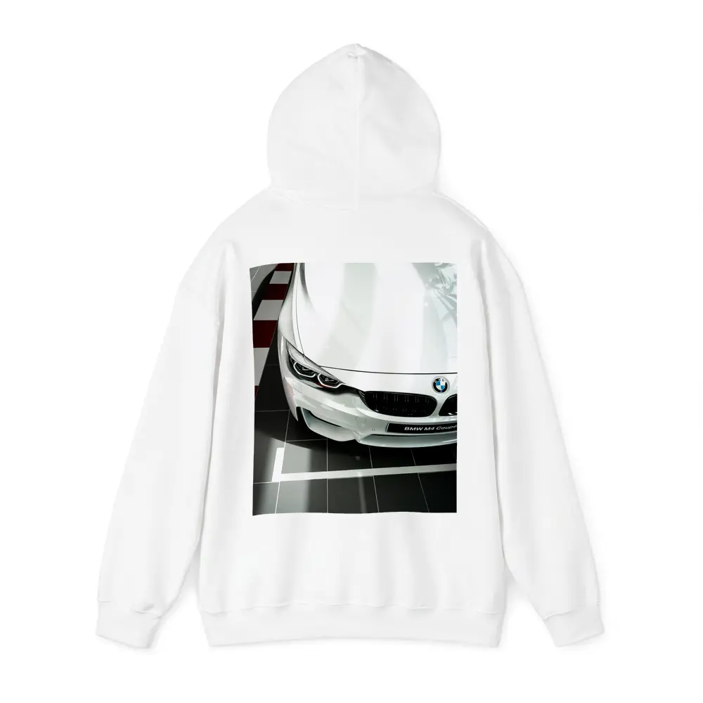 BMW M4 Coupe White Showroom Close Up – Hoodies