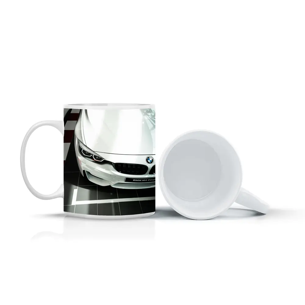 BMW M4 Coupe White Showroom Close Up – Mugs
