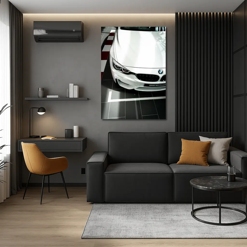 BMW M4 Coupe White Showroom Close Up – Wall Art