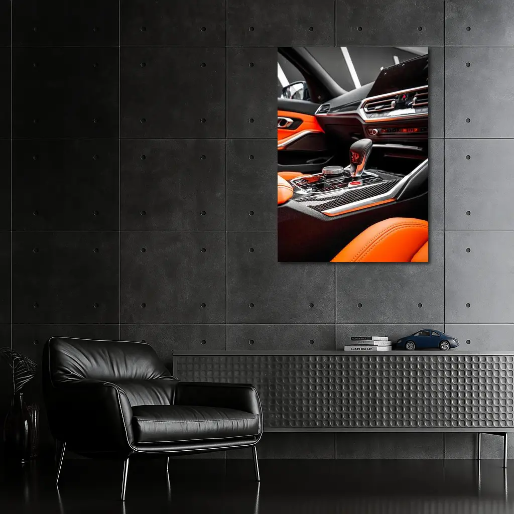 BMW M Interior Carbon Fiber Orange Leather – Wall Art