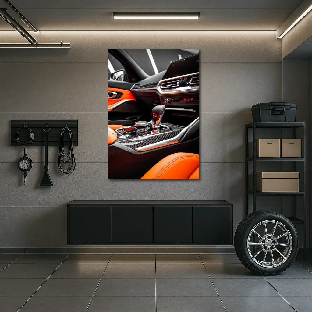 BMW M Interior Carbon Fiber Orange Leather – Wall Art