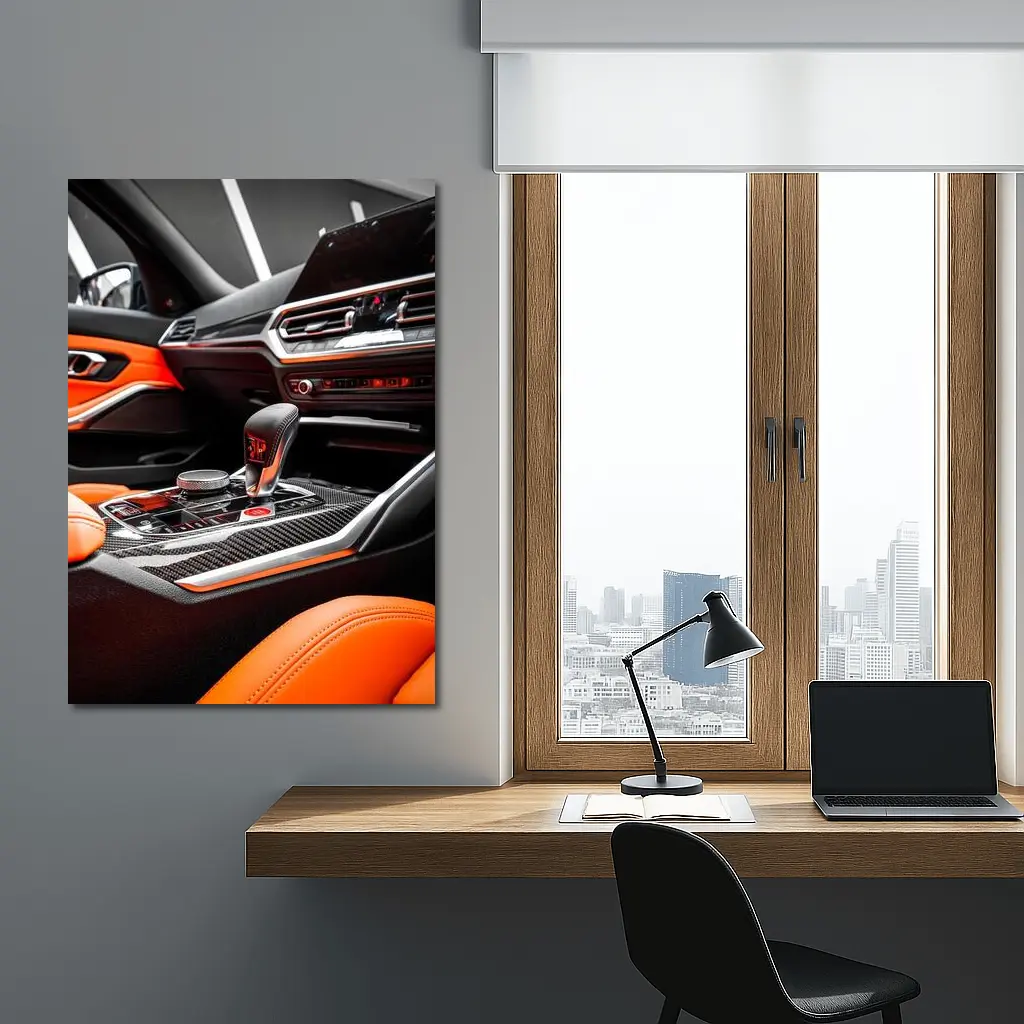 BMW M Interior Carbon Fiber Orange Leather – Wall Art
