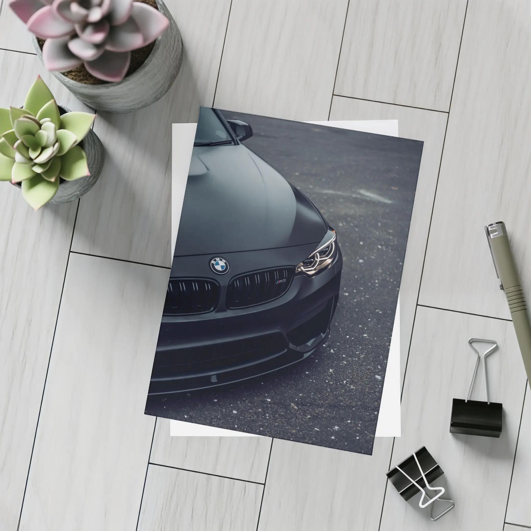 BMW M4 Matte Black Front Close Up – Postcards