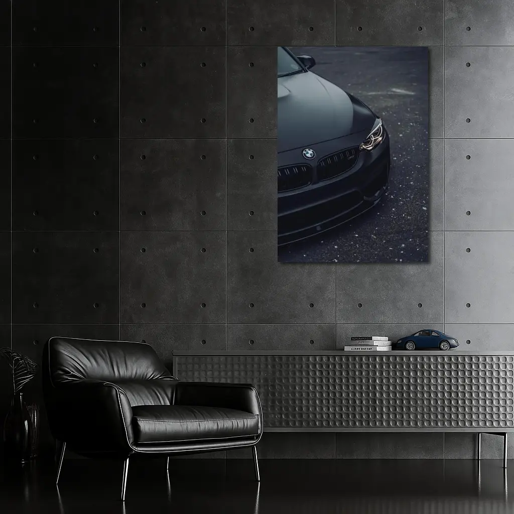 BMW M4 Matte Black Front Close Up – Wall Art