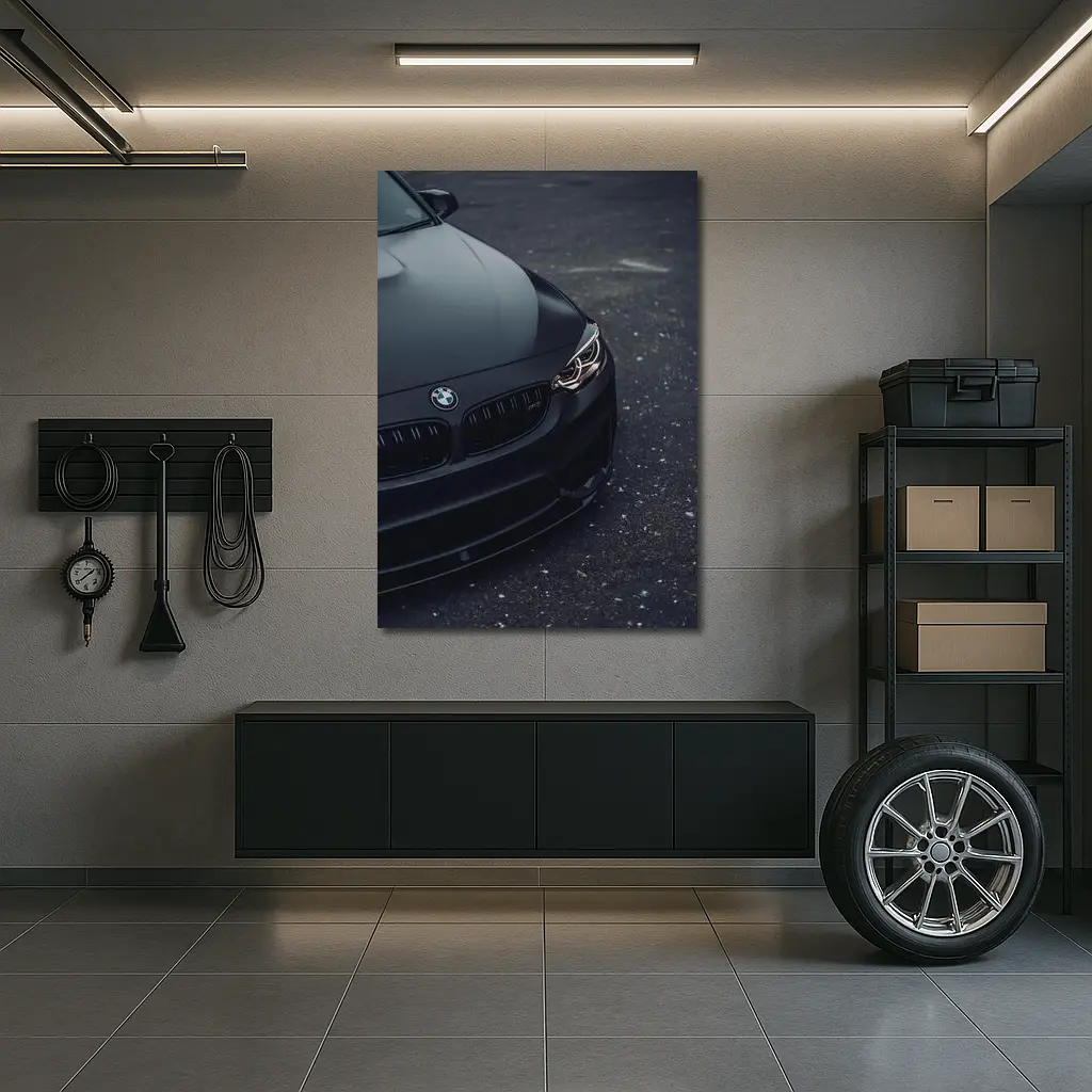 BMW M4 Matte Black Front Close Up – Wall Art