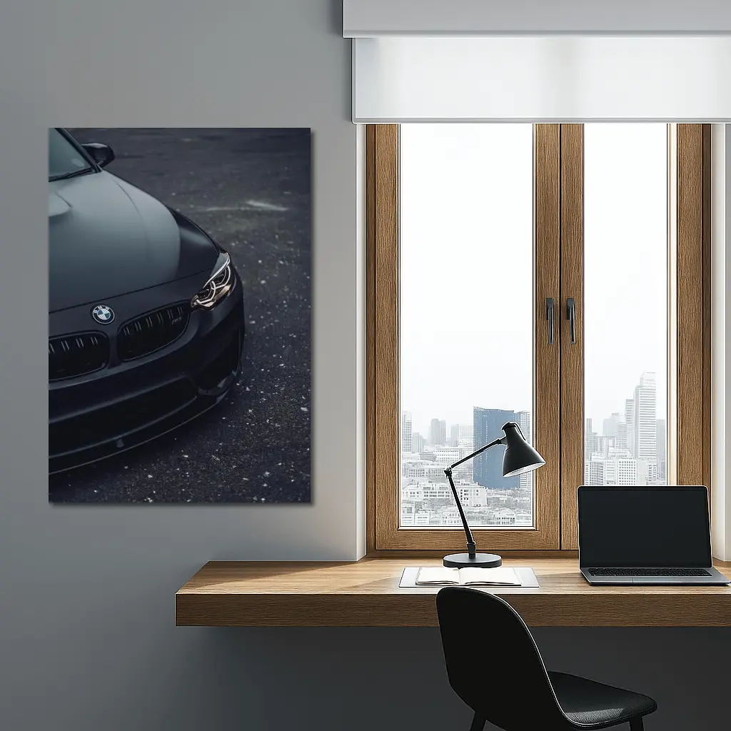 BMW M4 Matte Black Front Close Up – Wall Art