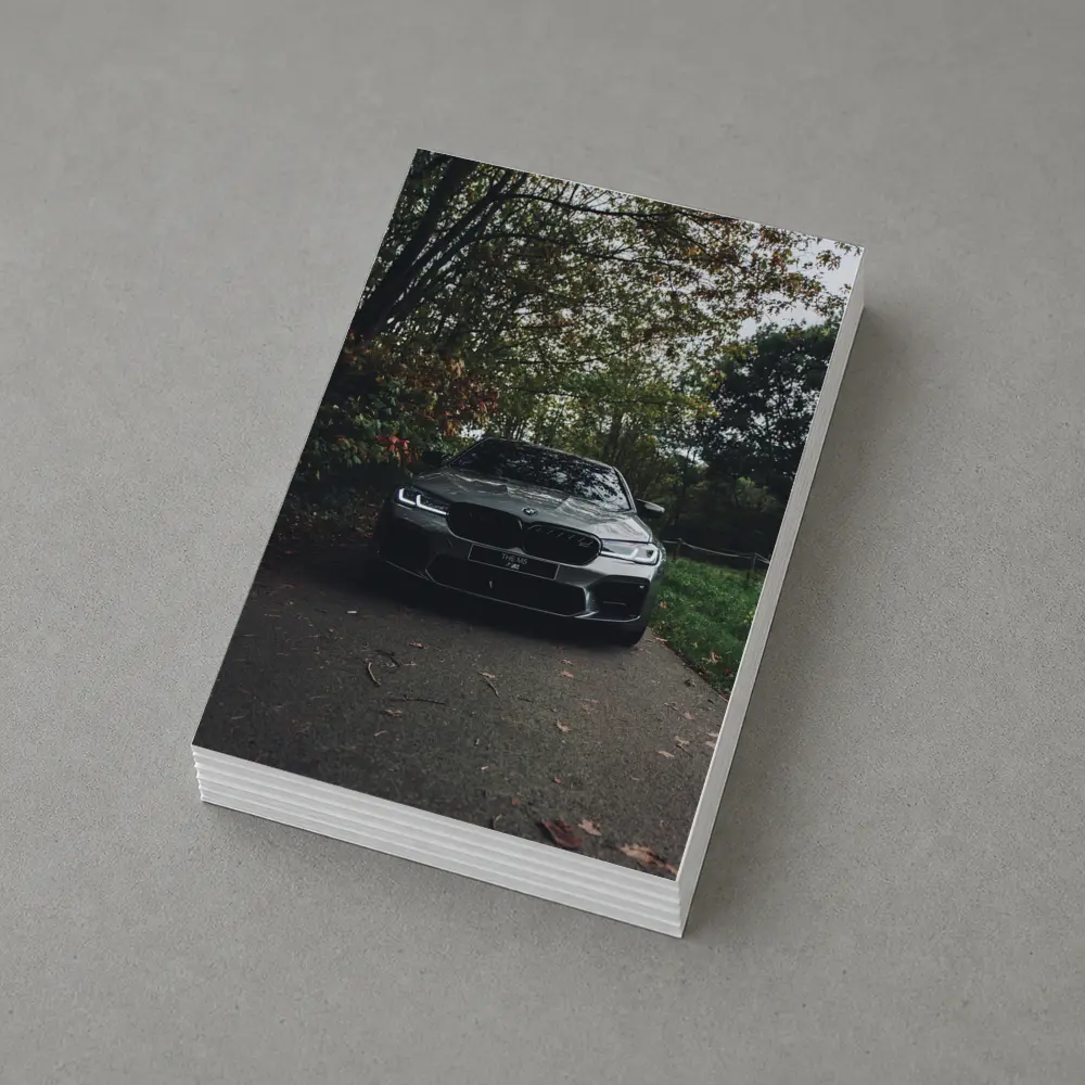 BMW M5 Front View Autumn Forest – Postcards