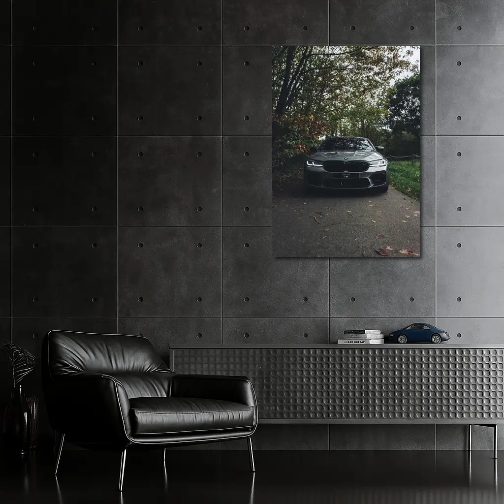 BMW M5 Front View Autumn Forest – Wall Art