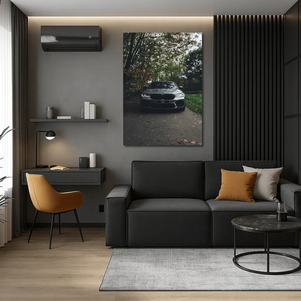 BMW M5 Front View Autumn Forest – Wall Art