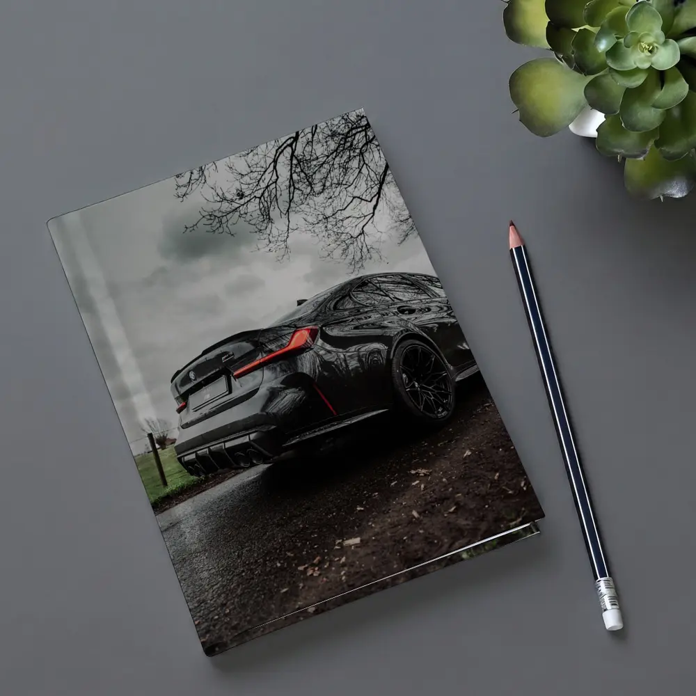 BMW M3 Black Sedan Wet Road Overcast – Notebooks