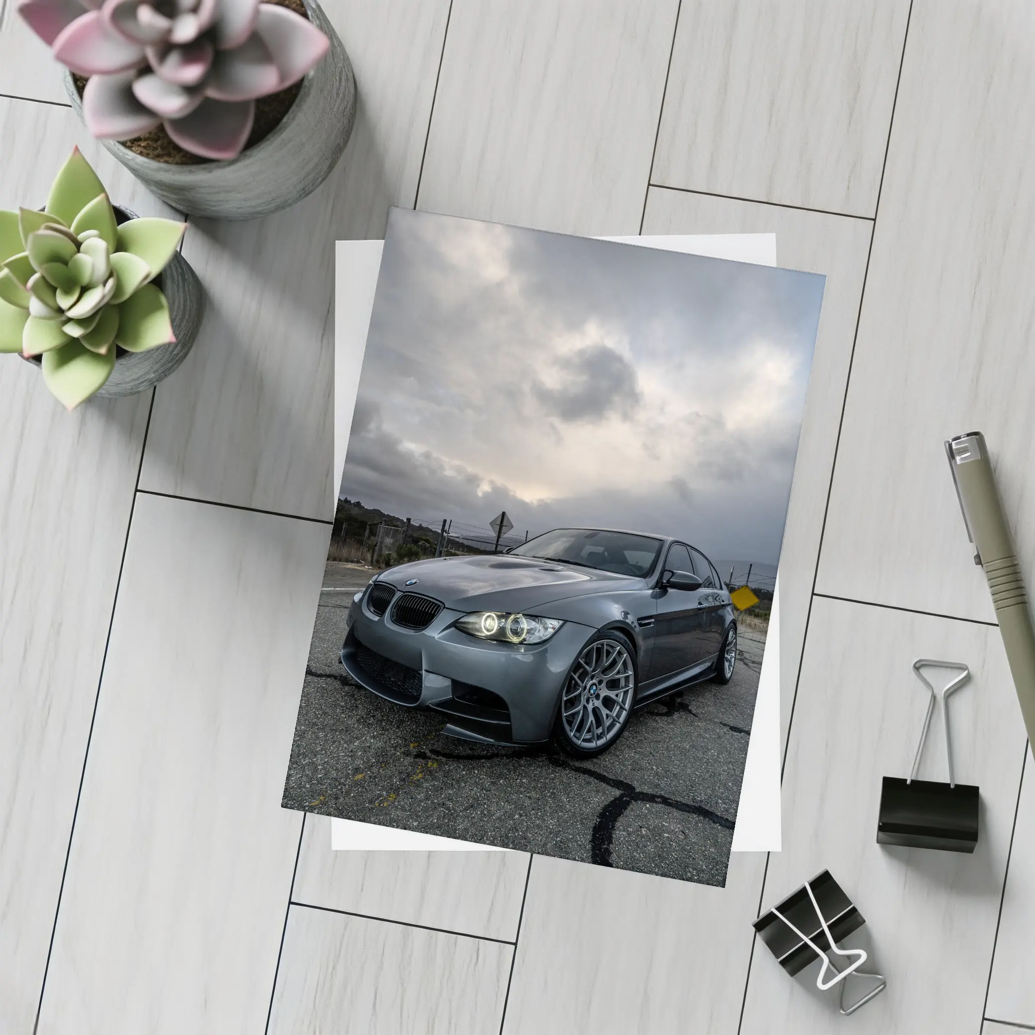 BMW M3 Matte Gray Stormy Sky Road – Postcards