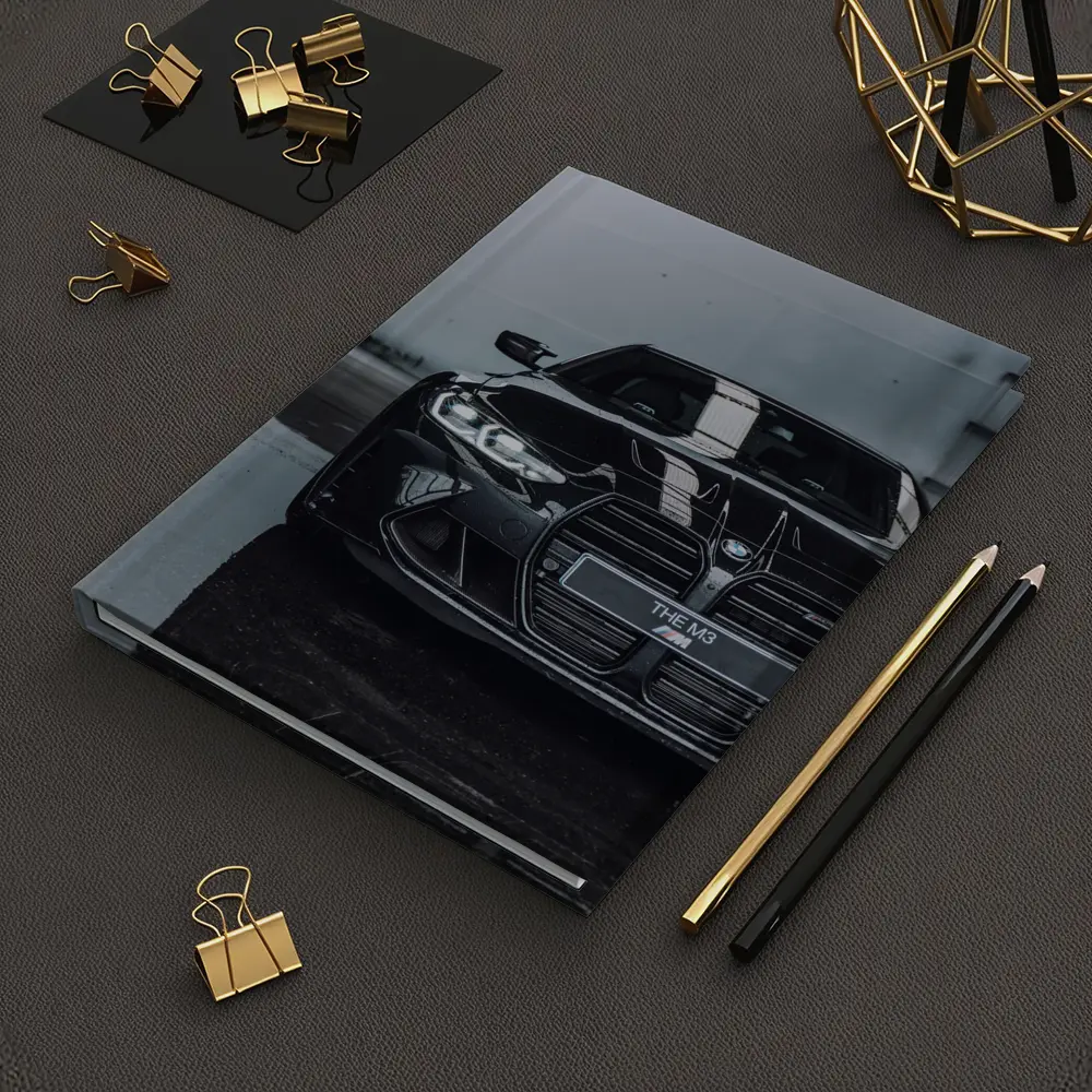BMW M3 Black Front View Wet Pavement – Notebooks