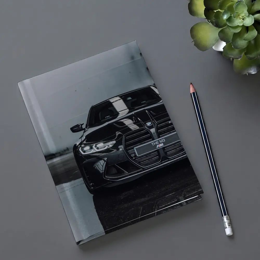 BMW M3 Black Front View Wet Pavement – Notebooks