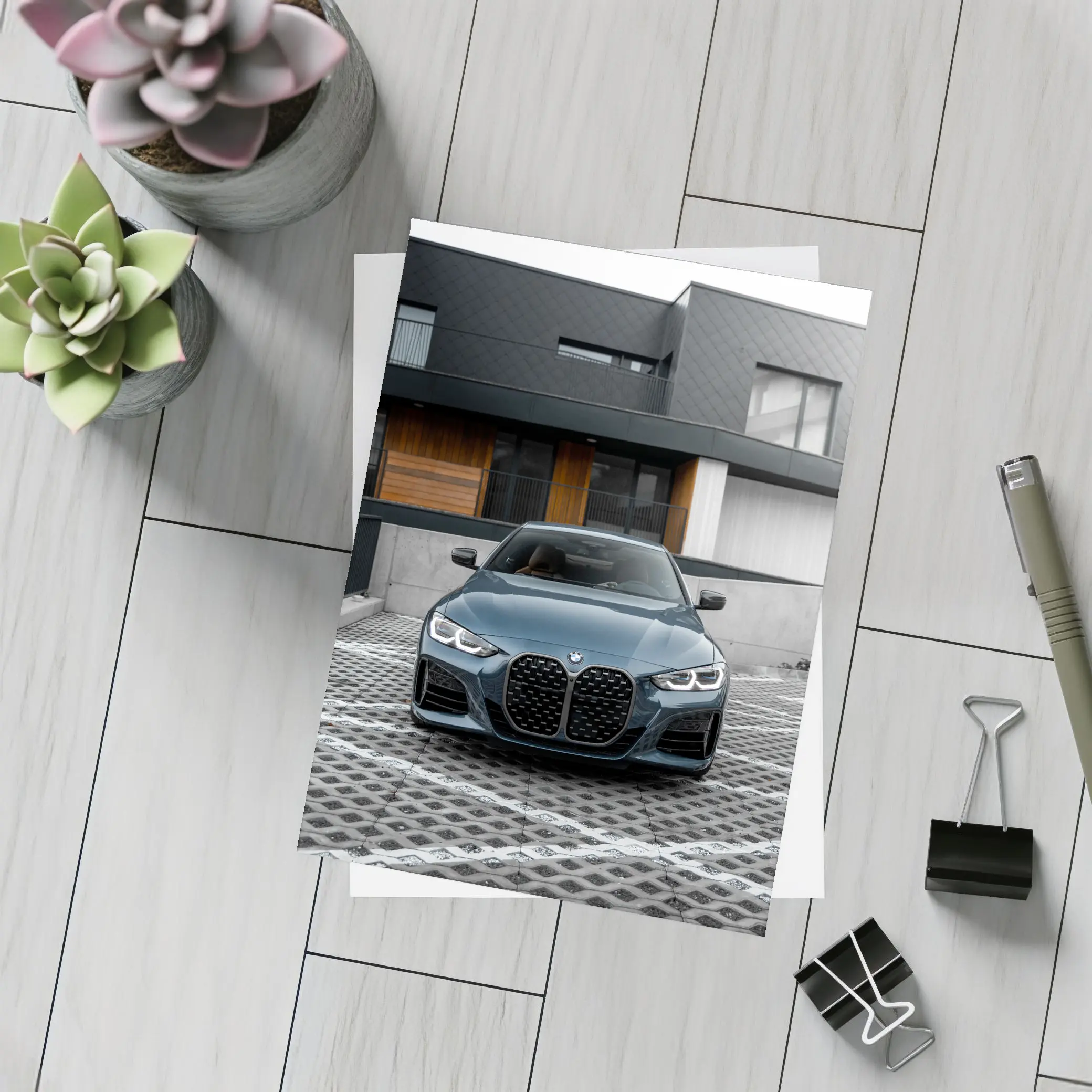 BMW 4 Series Front View Modern Architecture – Postcards