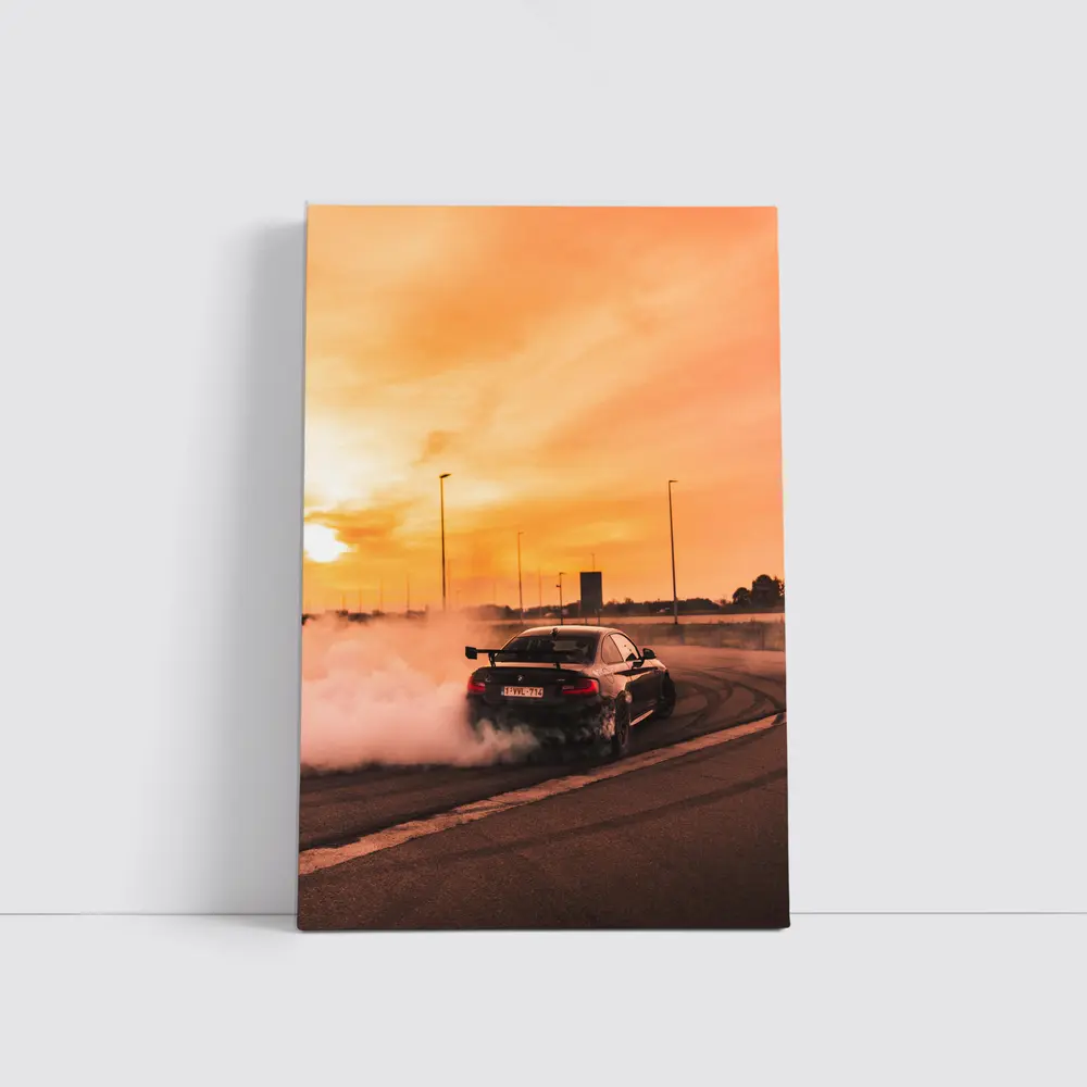 BMW M2 Drifting Burnout Sunset Track – Wall Art