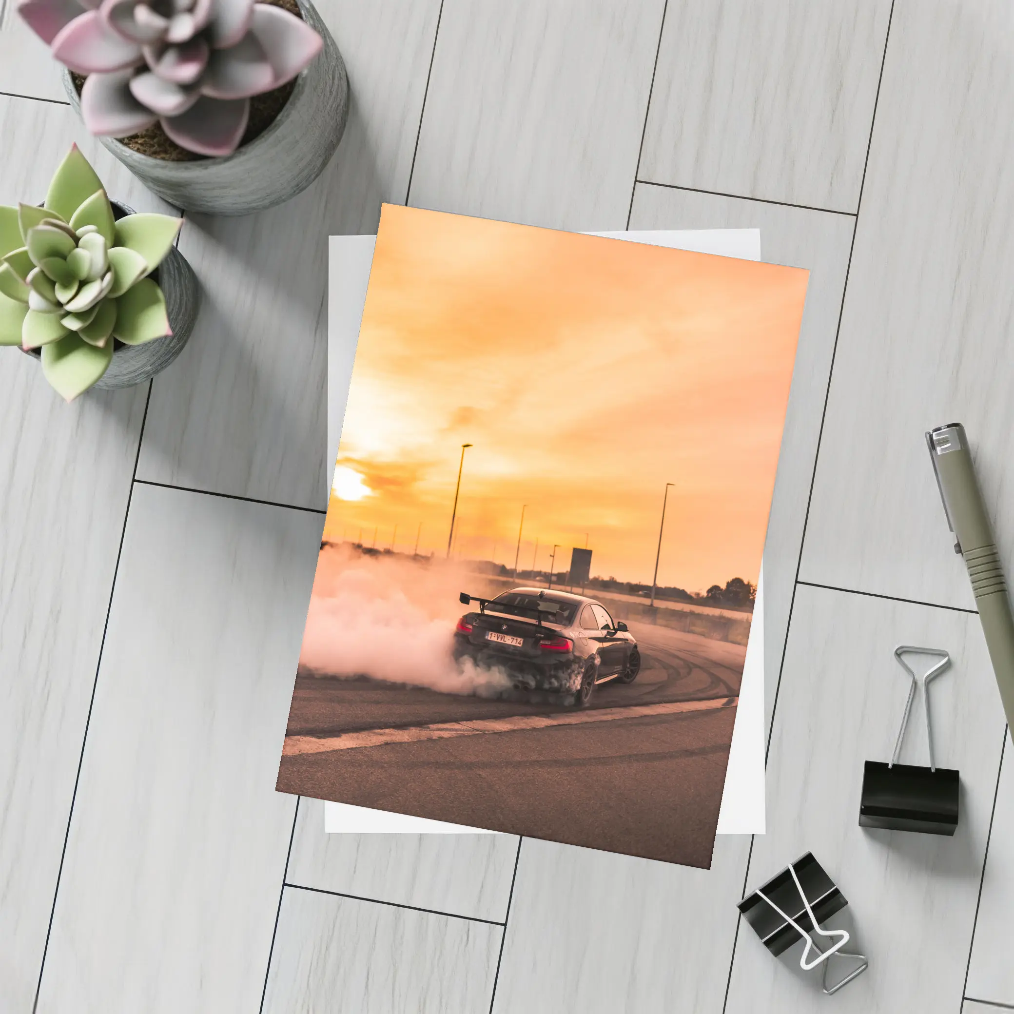 BMW M2 Drifting Burnout Sunset Track – Postcards
