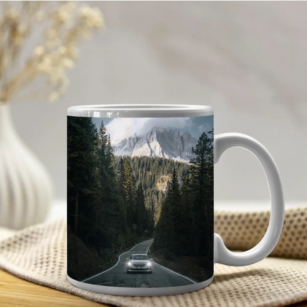 BMW Sedan Mountain Forest Road Drive – Mugs
