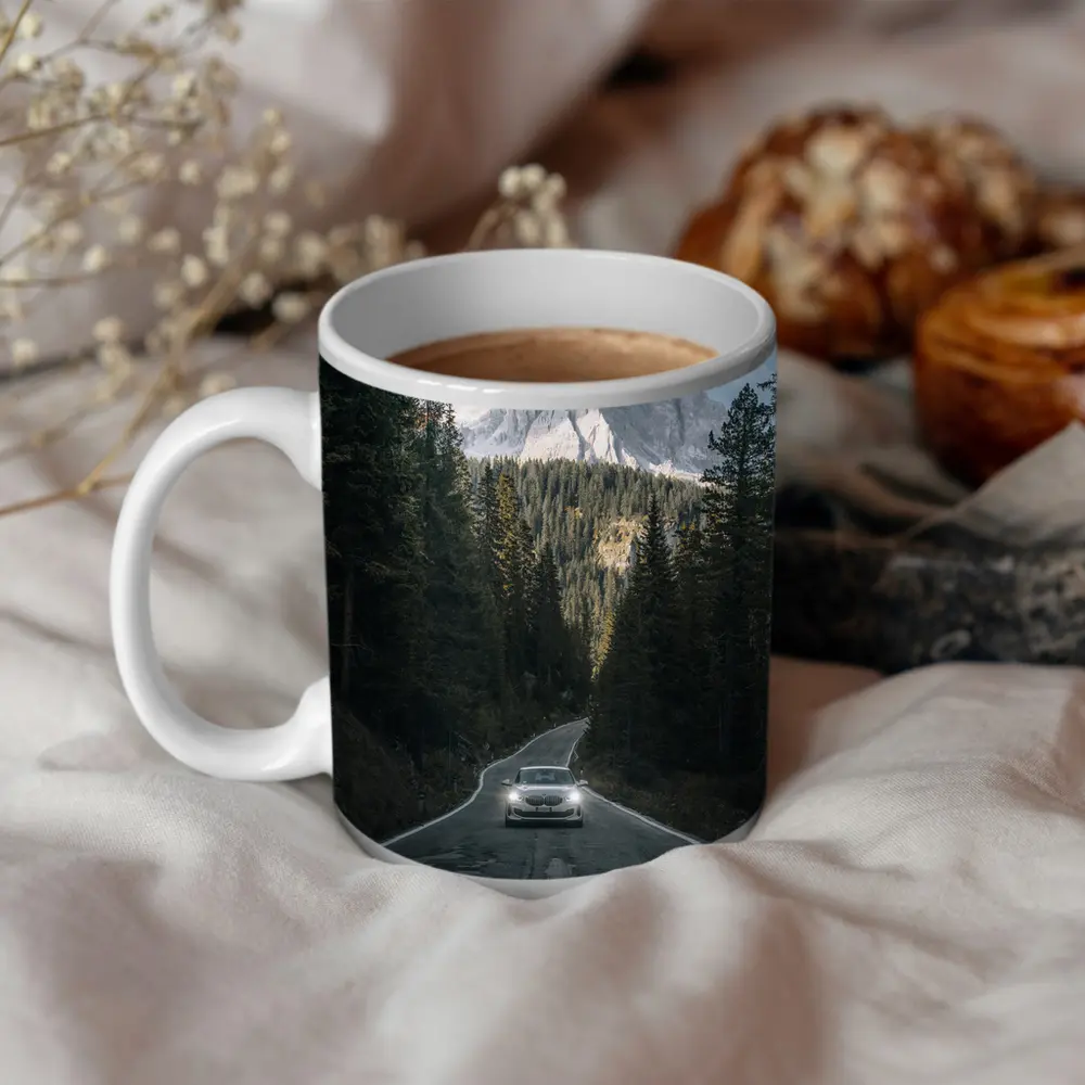 BMW Sedan Mountain Forest Road Drive – Mugs