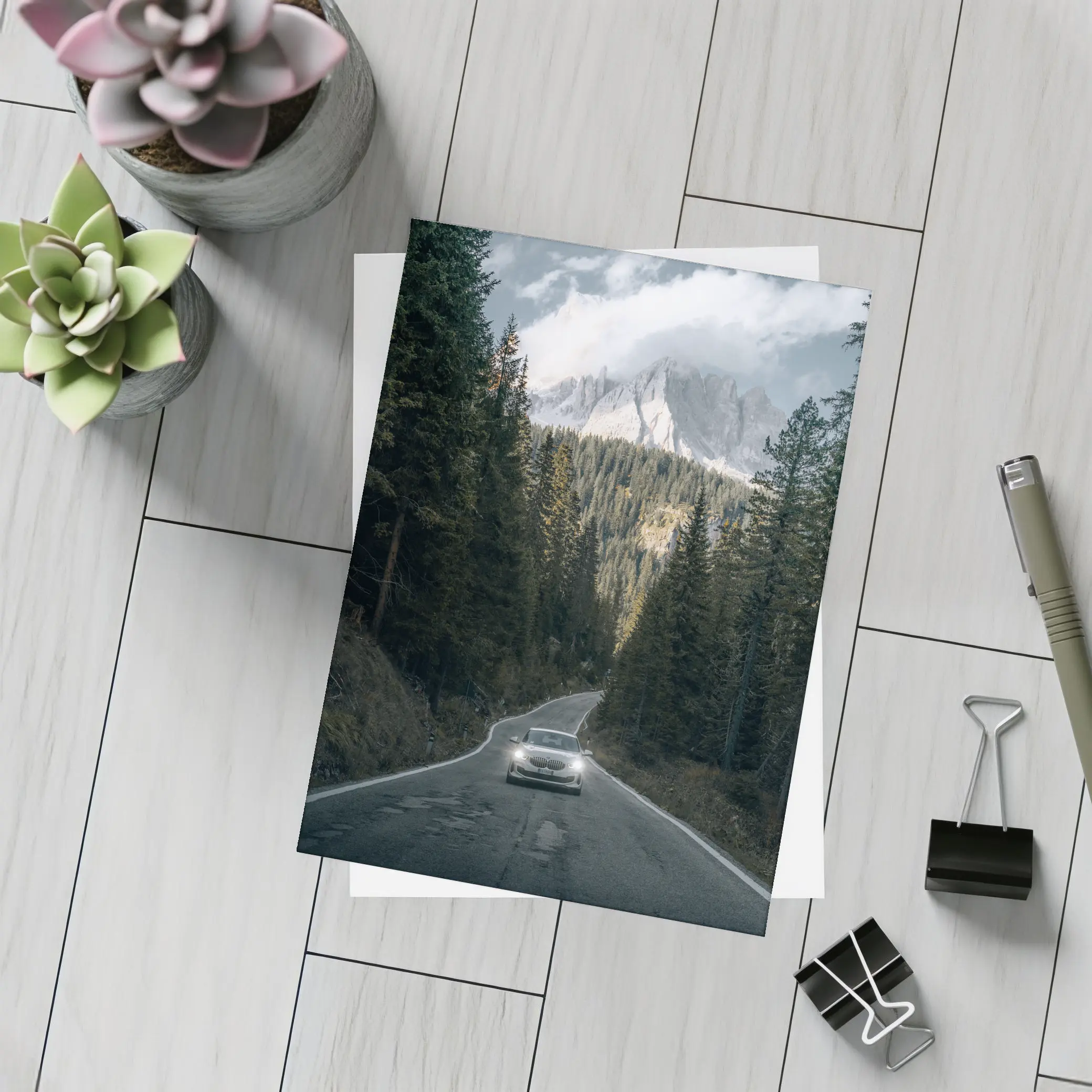 BMW Sedan Mountain Forest Road Drive – Postcards