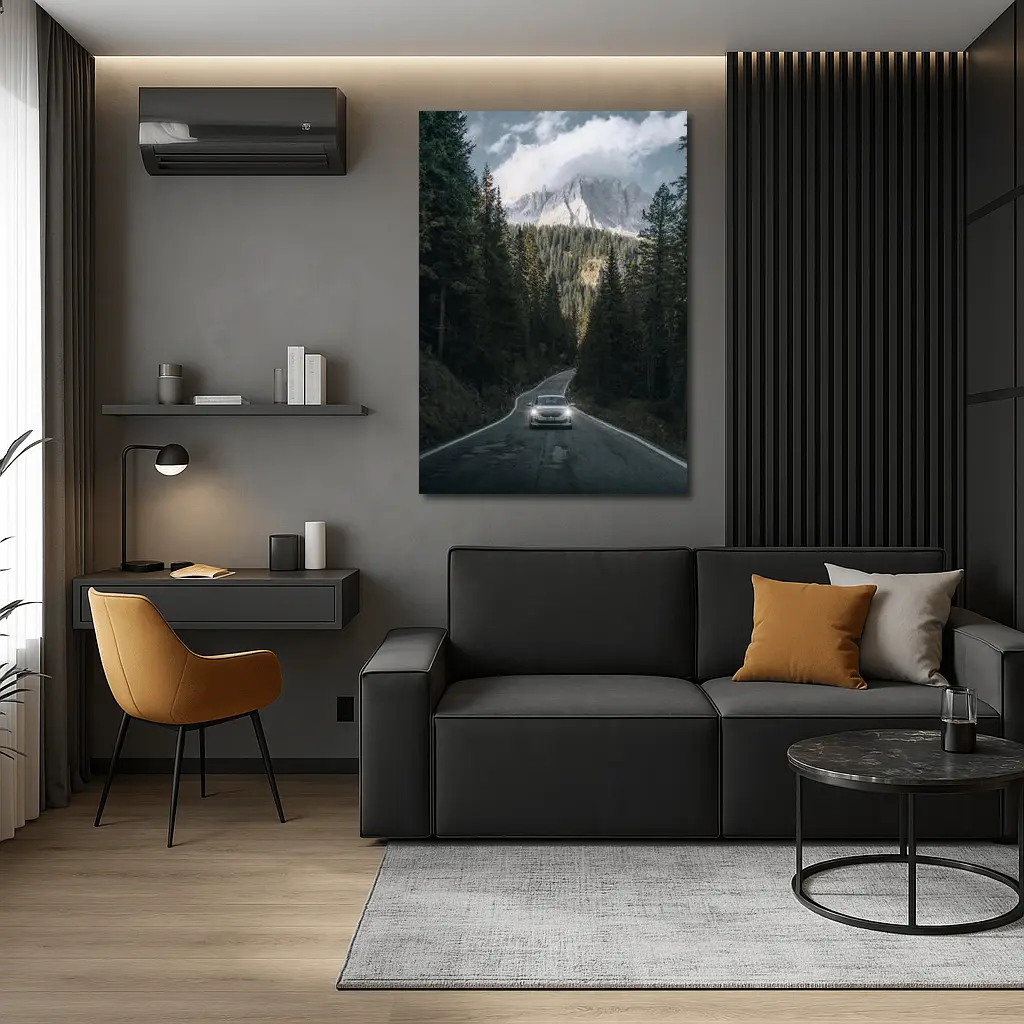 BMW Sedan Mountain Forest Road Drive – Wall Art