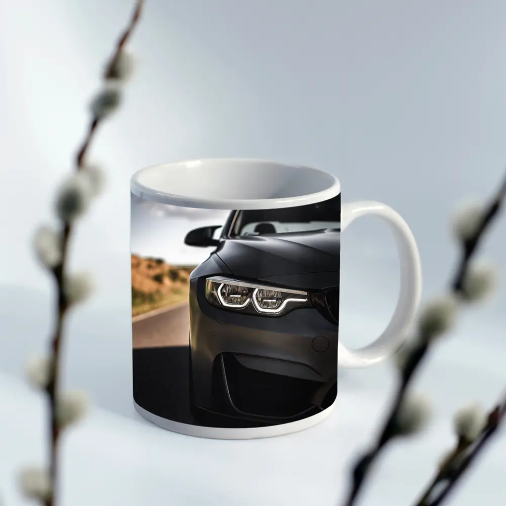 BMW M4 Matte Gray Front Road – Mugs
