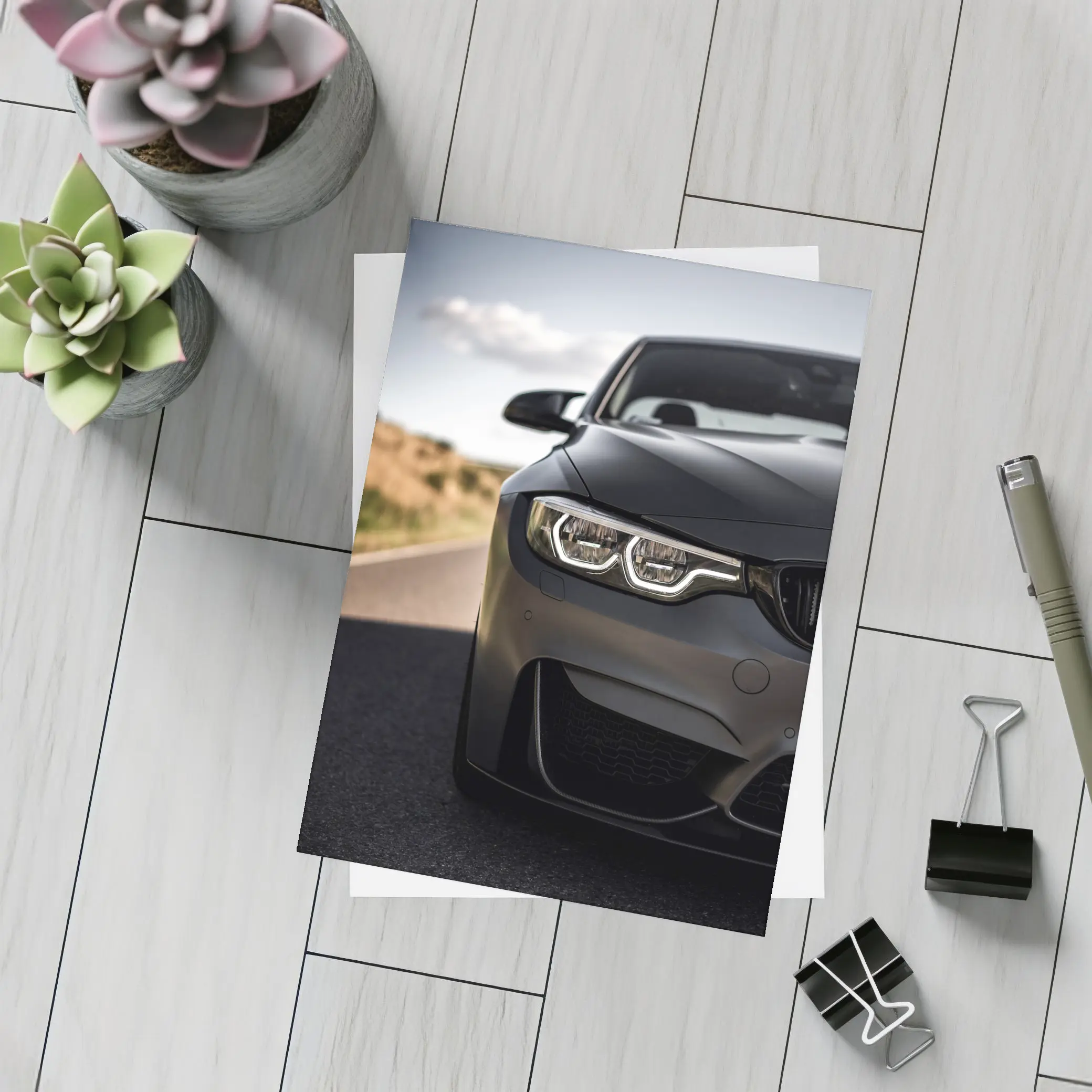 BMW M4 Matte Gray Front Road – Postcards