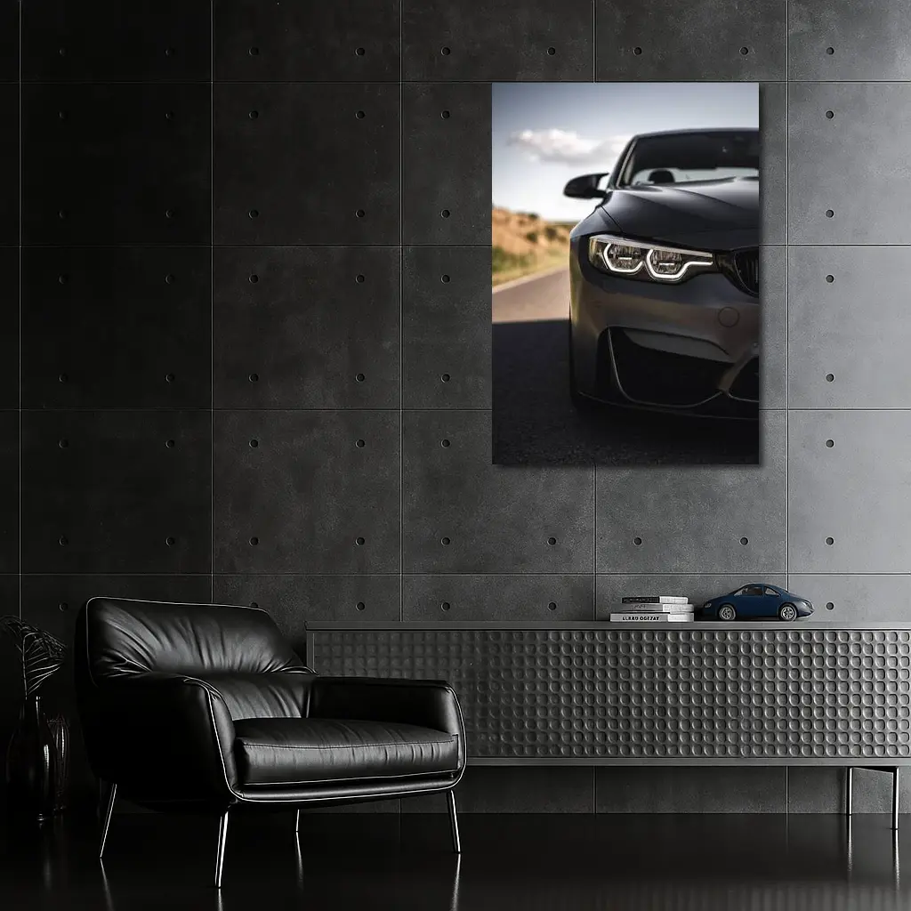 BMW M4 Matte Gray Front Road – Wall Art