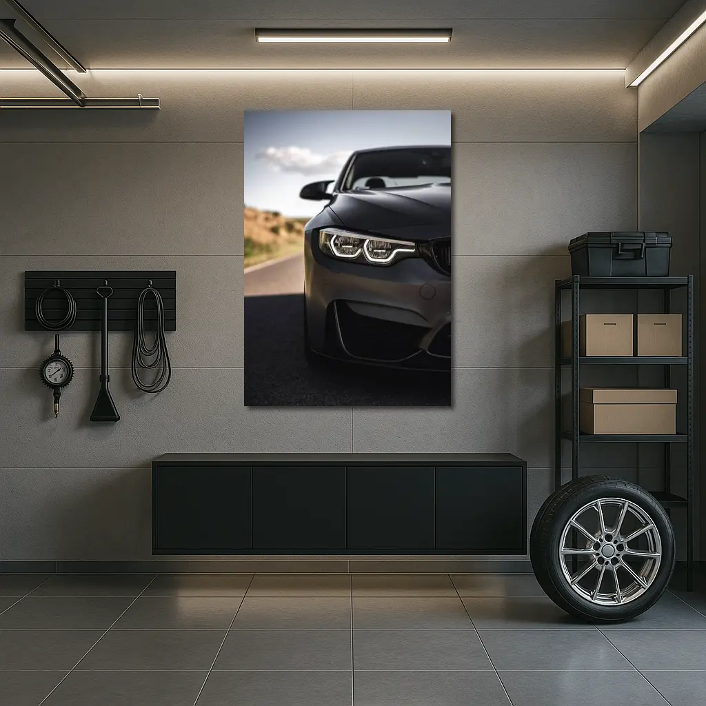 BMW M4 Matte Gray Front Road – Wall Art