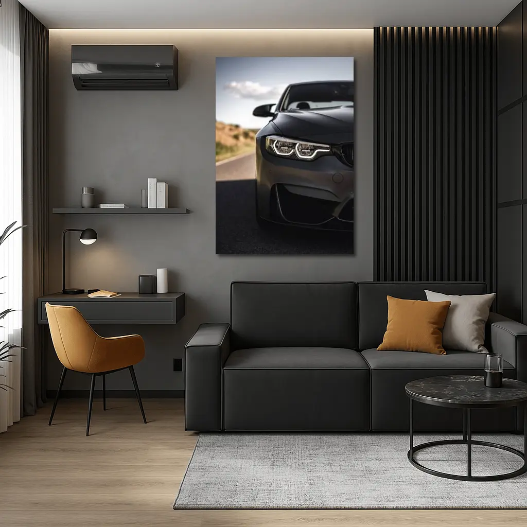 BMW M4 Matte Gray Front Road – Wall Art