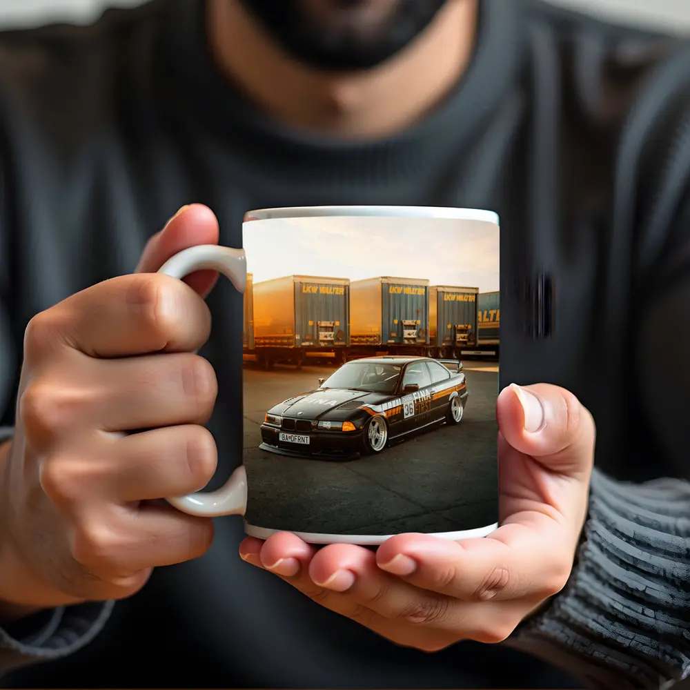 BMW E36 Black Stance Coupe Parking Lot – Mugs
