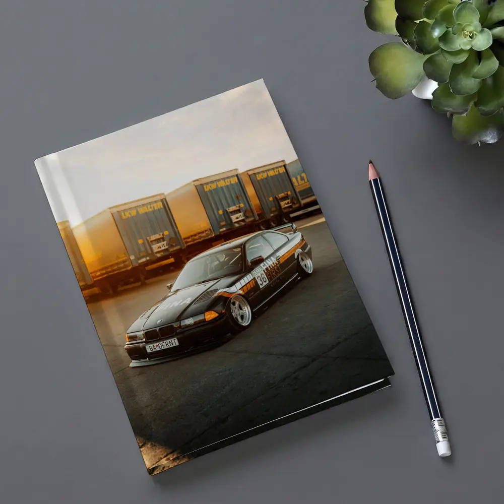 BMW E36 Black Stance Coupe Parking Lot – Notebooks