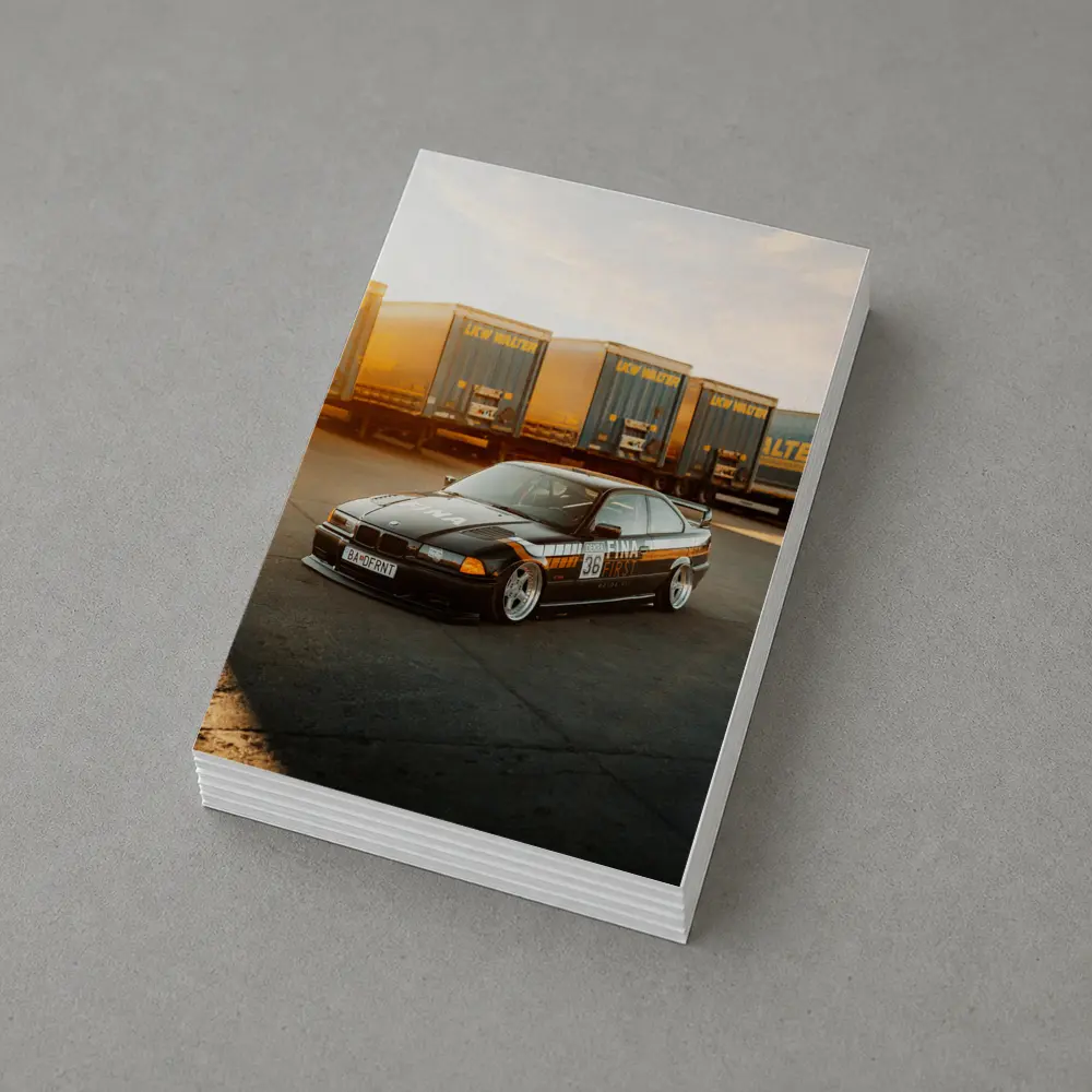 BMW E36 Black Stance Coupe Parking Lot – Postcards