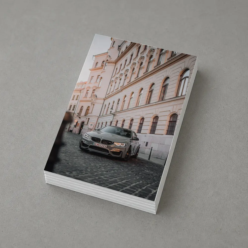 BMW M3 Gray Parked On Cobblestone Street – Postcards