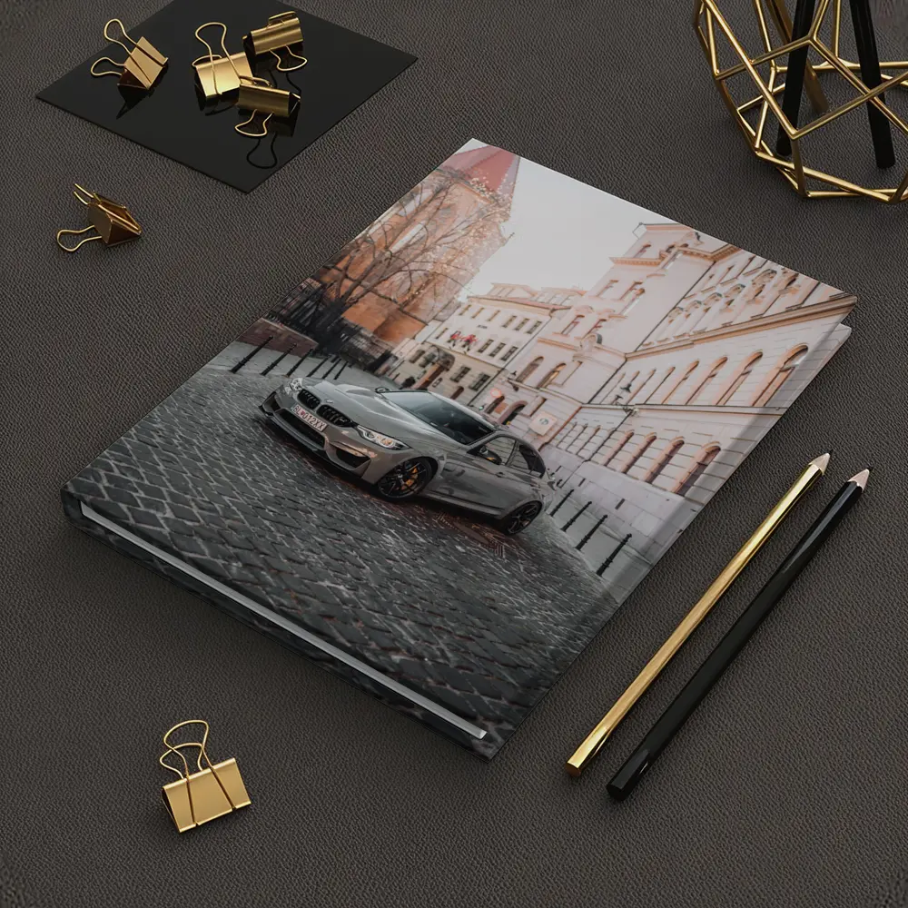 BMW M3 Silver Sedan European Cobblestone Street – Notebooks