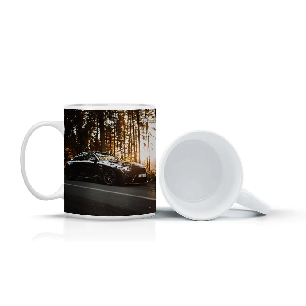 BMW M4 Black Coupe Forest Sunset Road – Mugs