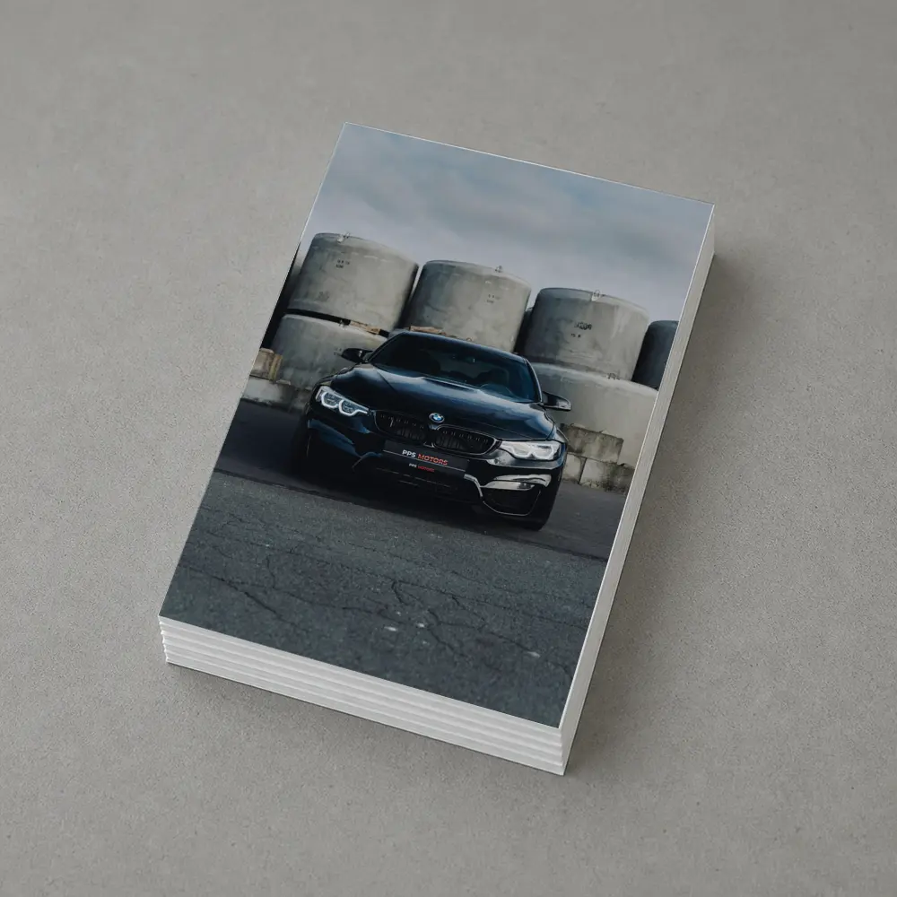 Black BMW M4 Front View Industrial Background – Postcards