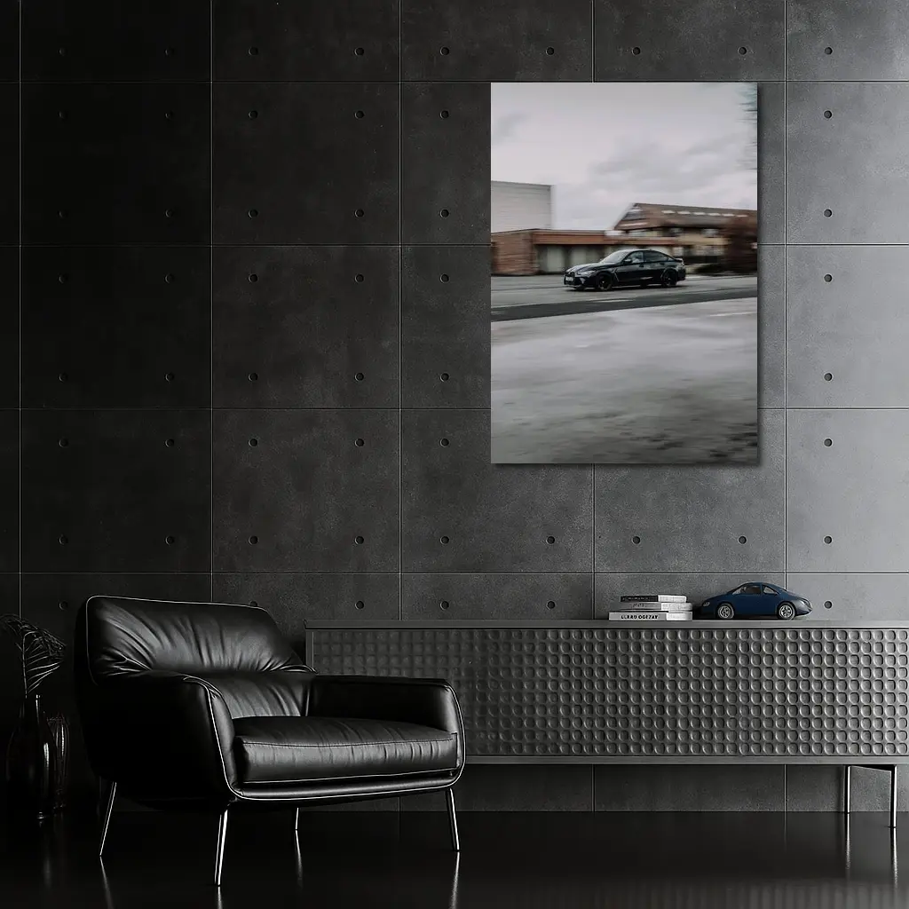 BMW M3 Black Sedan Street Motion Shot – Wall Art