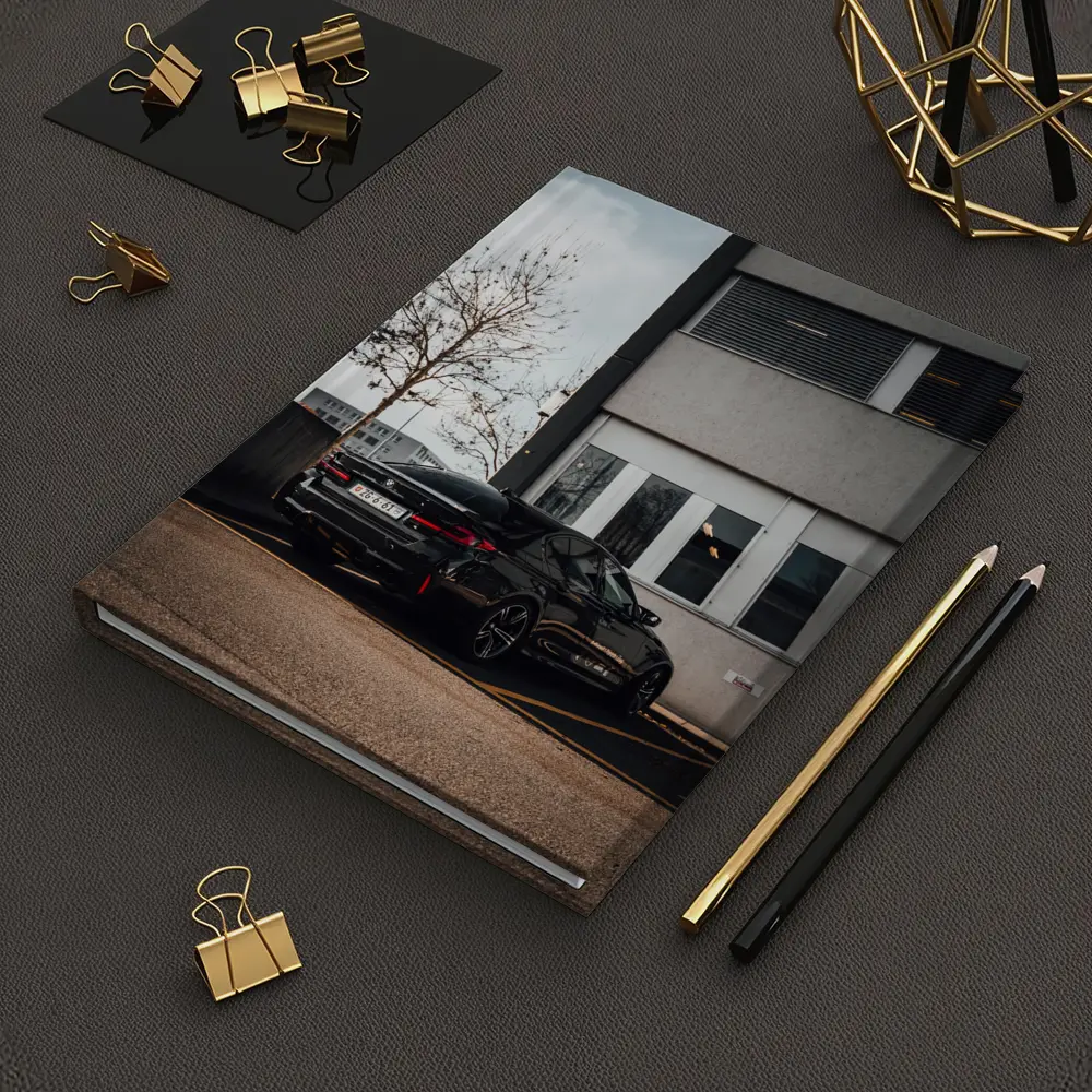 BMW M5 Black Sedan Urban Parking Lot – Notebooks