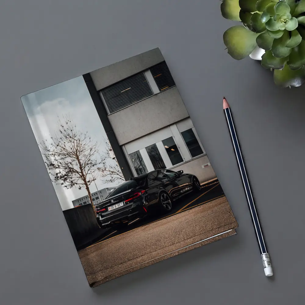 BMW M5 Black Sedan Urban Parking Lot – Notebooks