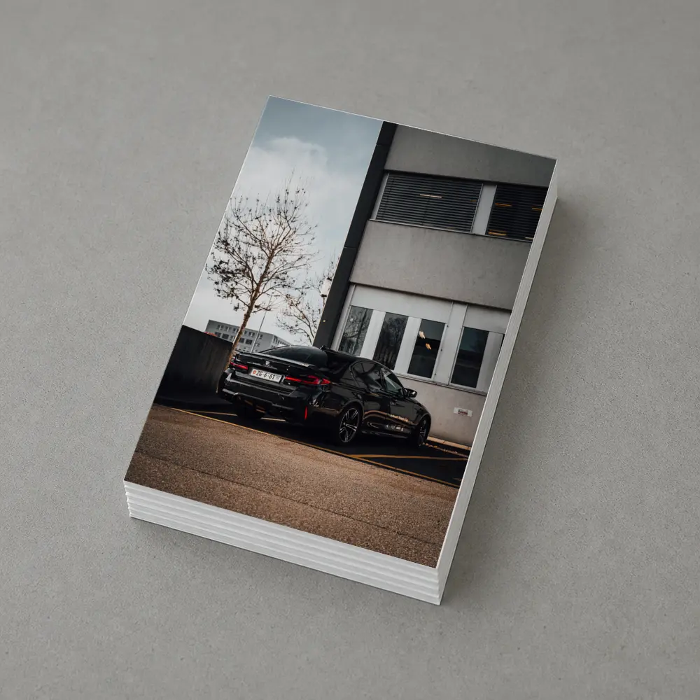 BMW M5 Black Sedan Urban Parking Lot – Postcards