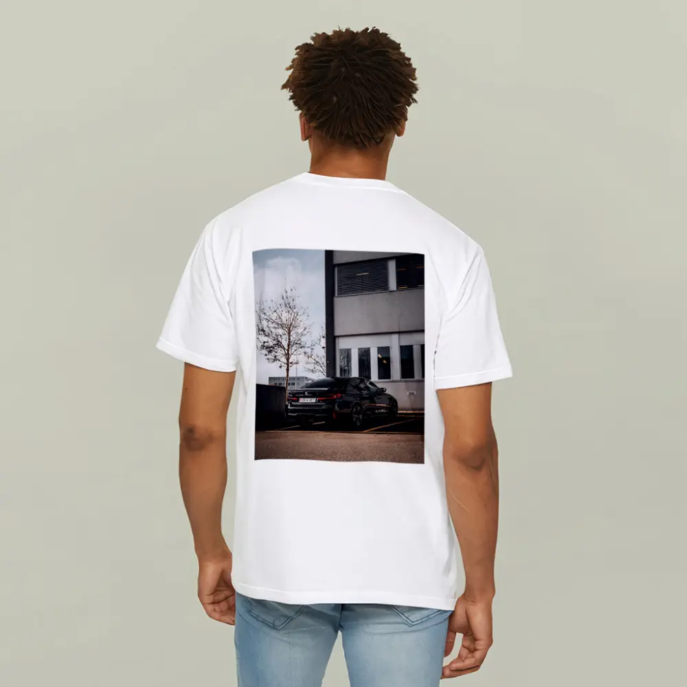BMW M5 Black Sedan Urban Parking Lot – T-Shirts