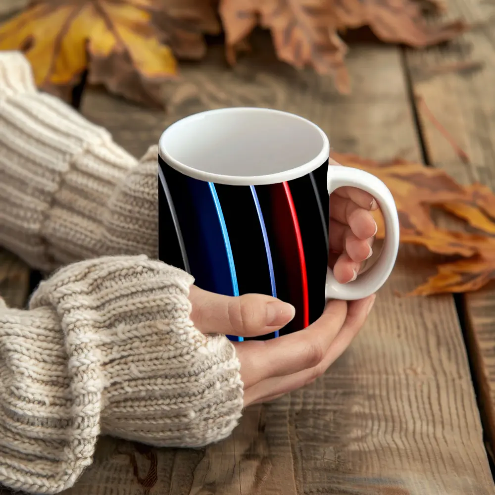 BMW M Tri Color Stripes Dark Background – Mugs