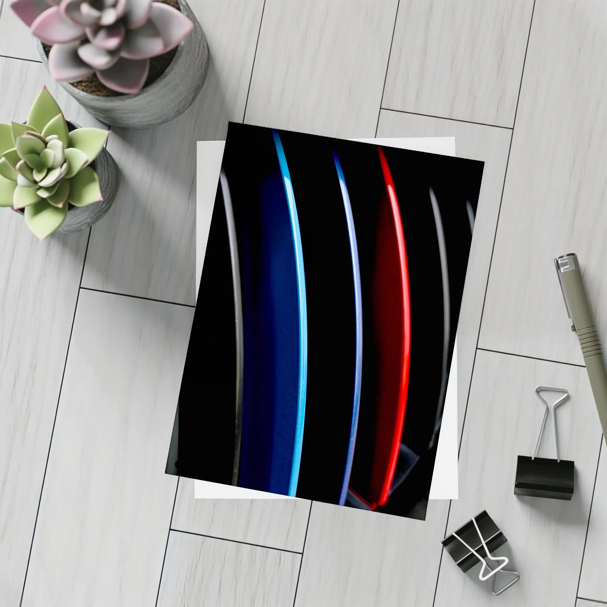 BMW M Tri Color Stripes Dark Background – Postcards