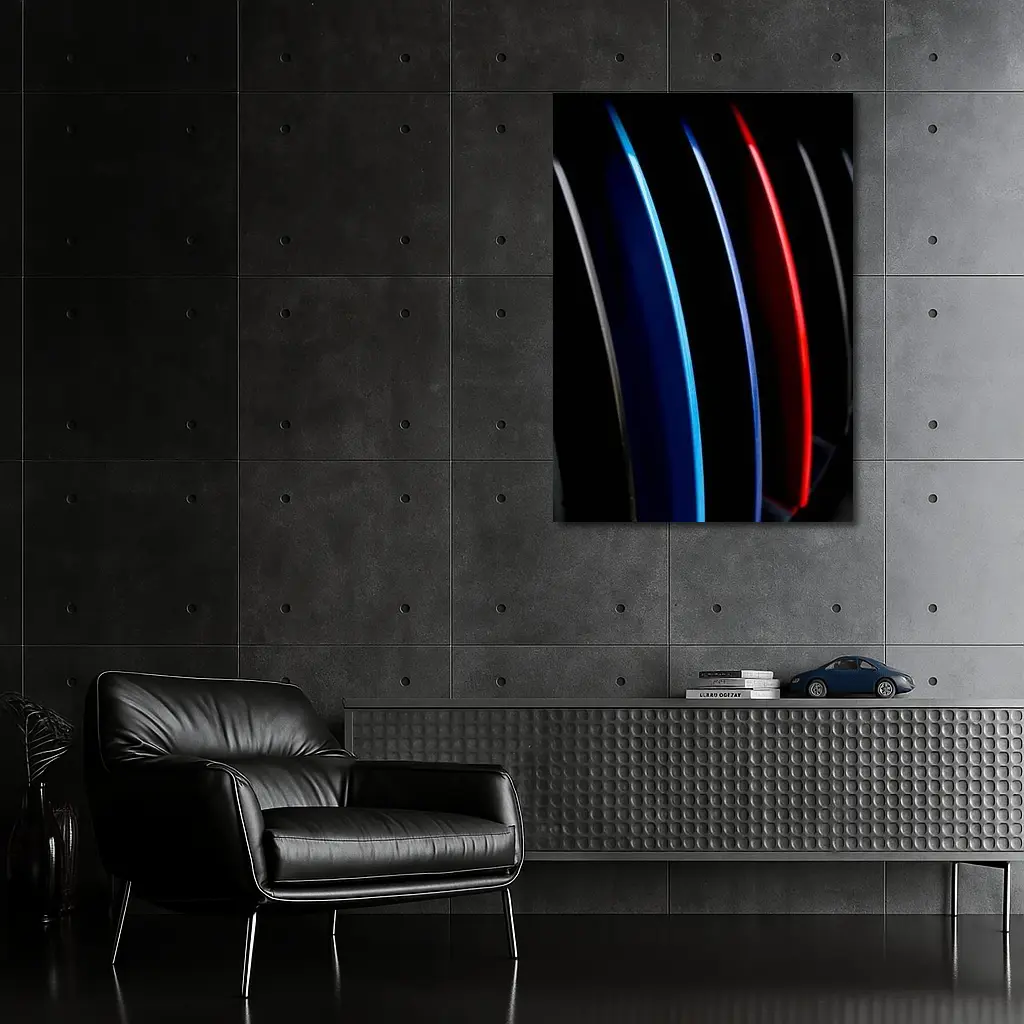 BMW M Tri Color Stripes Dark Background – Wall Art